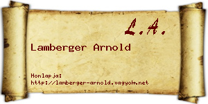 Lamberger Arnold névjegykártya